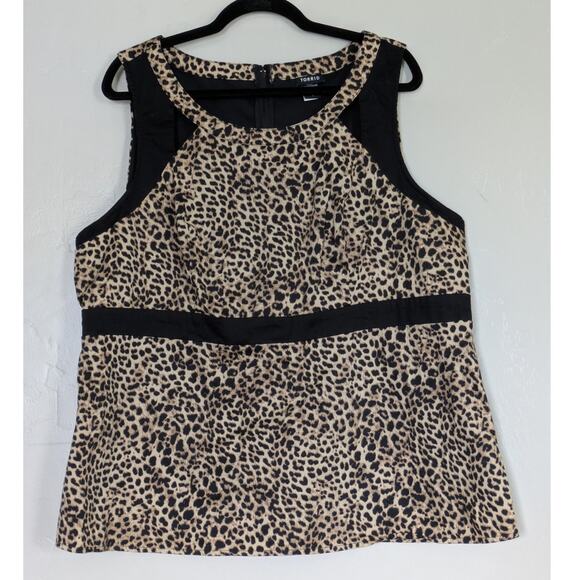 Torrid Blouse Size 3 (3X) Sleeveless Animal Print Plus Womens Leopard Officewear - Picture 1 of 9